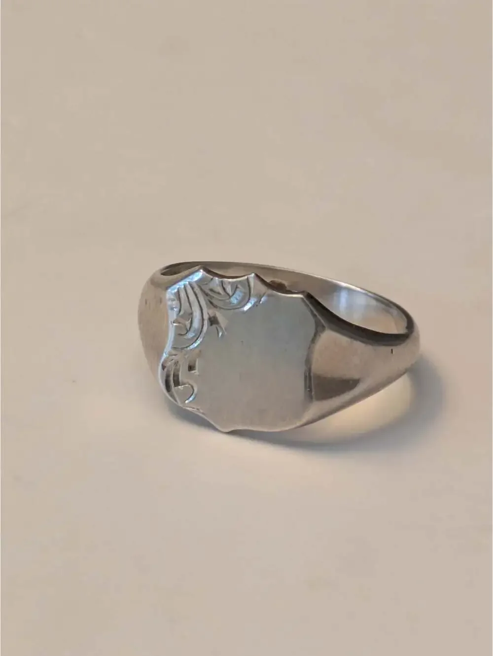 antique british sterling silver shield signet ring